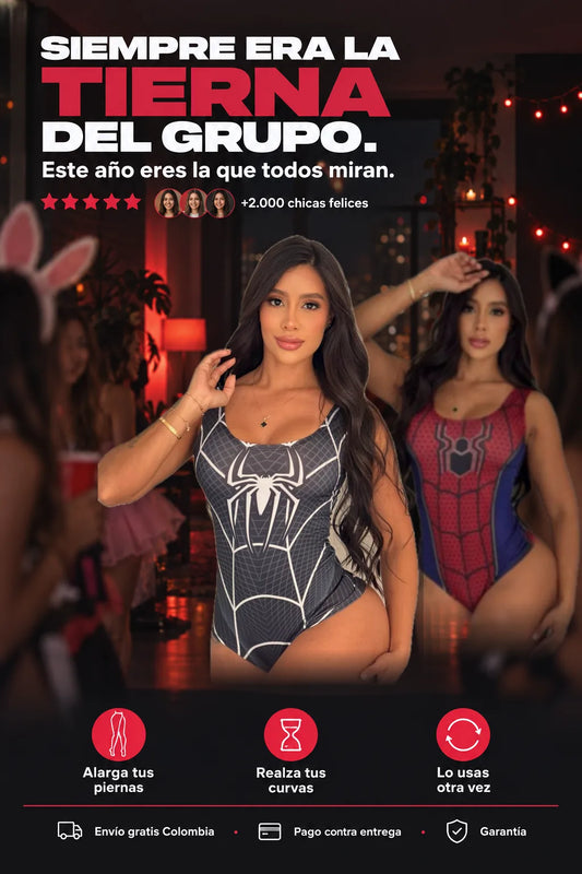Body de heroína negro y rojo